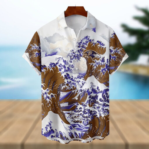 Baltimore Ravens Great Wave Hawaiian Shirts NFL Personalized