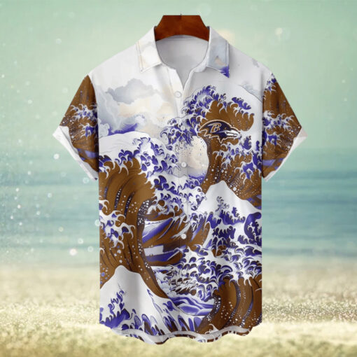 Baltimore Ravens Great Wave Hawaiian Shirts NFL Personalized