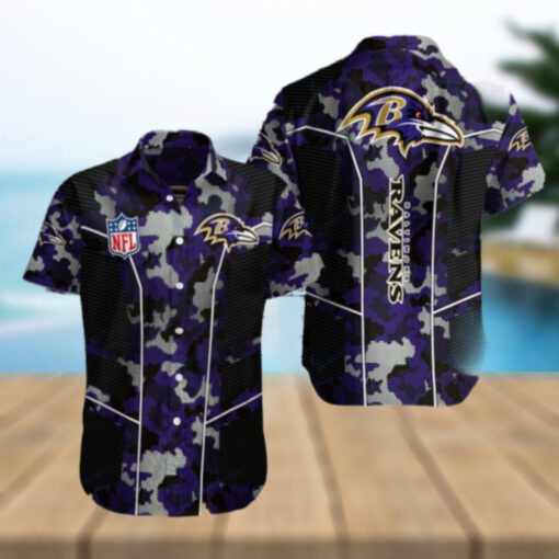 Baltimore Ravens NFL Camo Aloha Hawaiian Shirt