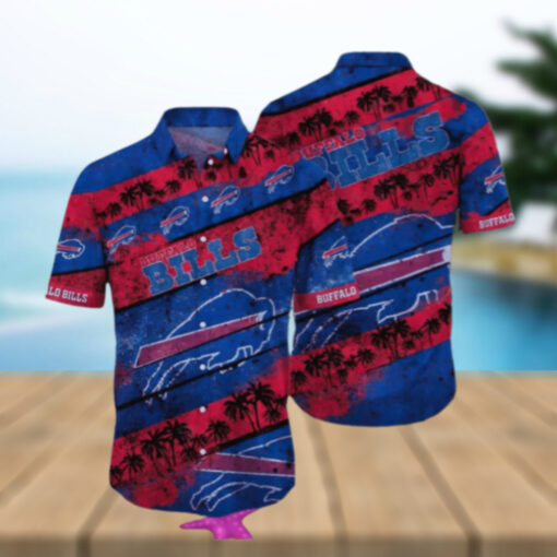 Buffalo Bills Palm Stripe Hawaiian Shirt