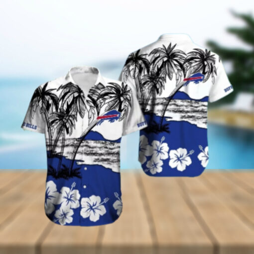 Buffalo Bills Palm and Hibiscus Island Hawaiian Shirt