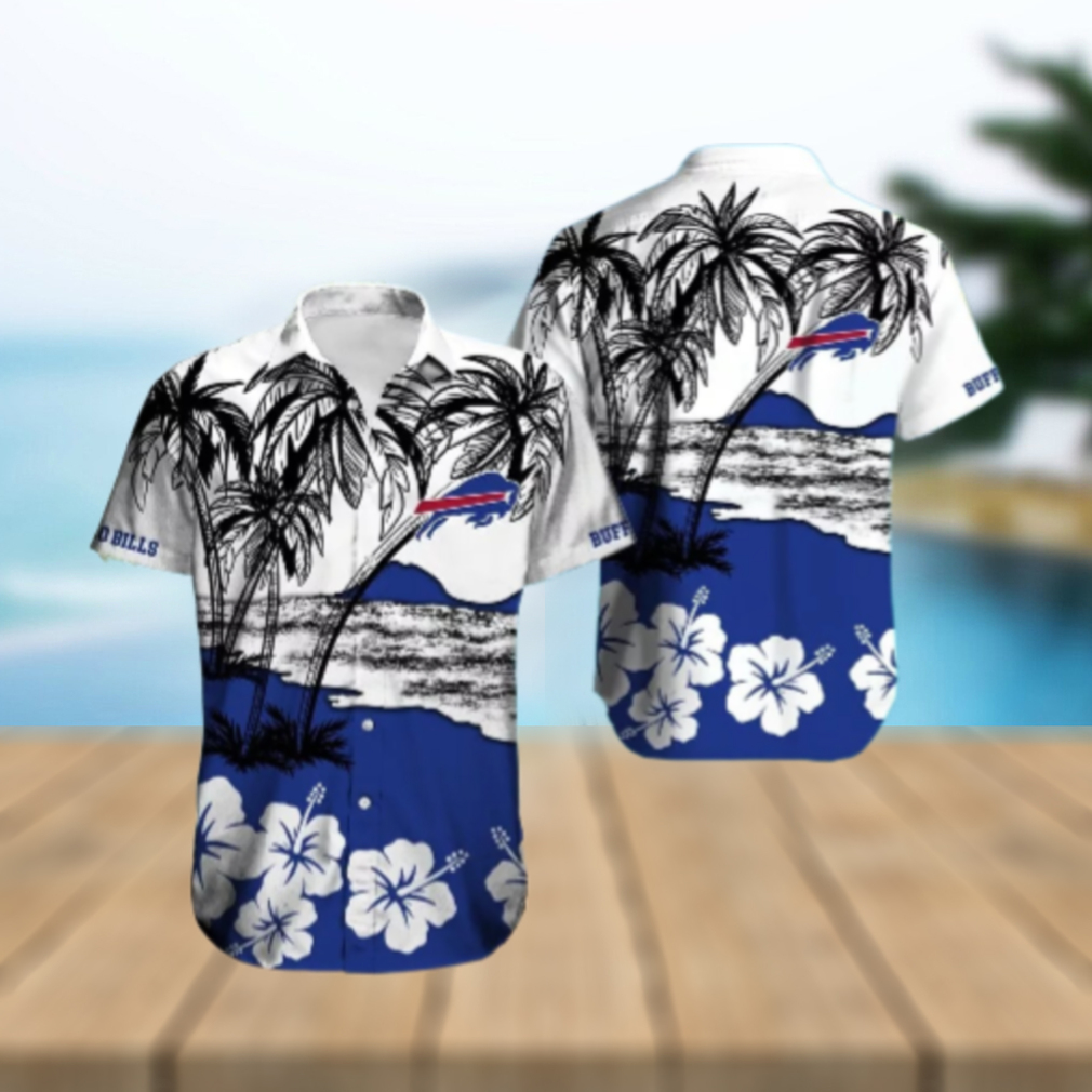 Buffalo Bills Palm and Hibiscus Island Hawaiian Shirt Buffalo Bills Palm and Hibiscus Island Hawaiian Shirt