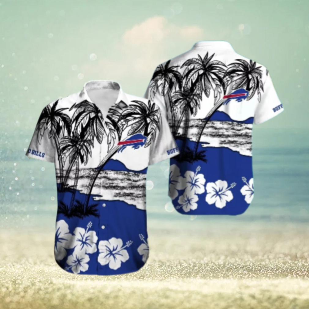 Buffalo Bills Palm and Hibiscus Island Hawaiian Shirt Buffalo Bills Palm and Hibiscus Island Hawaiian Shirt