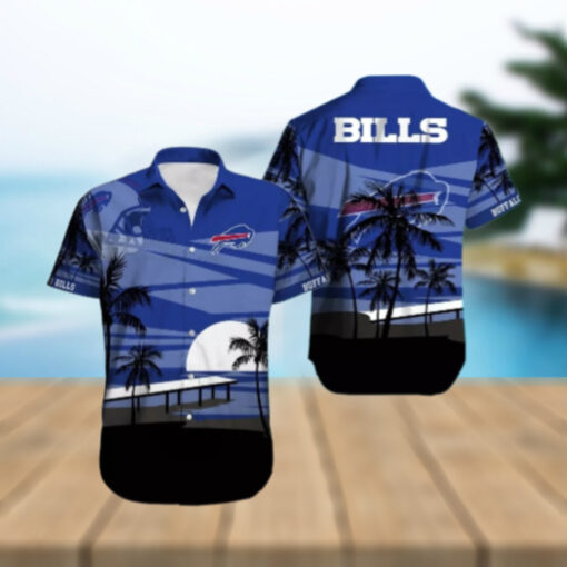 Buffalo Bills Pier Sunset Silhouette Hawaiian Shirt