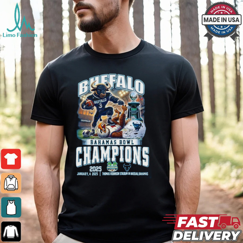 Buffalo Bulls Celebrating To Be Bahamas Bowl Champions 2025 T Shirt Buffalo Bulls Celebrating To Be Bahamas Bowl Champions 2025 T Shirt