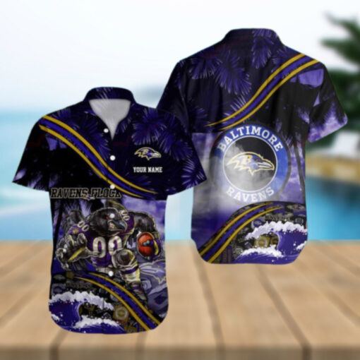 Custom Name Baltimore Ravens NFL Football Team Mascot Hawaiian Shirt