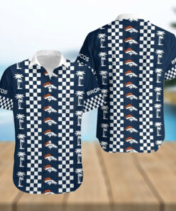 Denver Broncos Checkered Palm Hawaiian Shirt