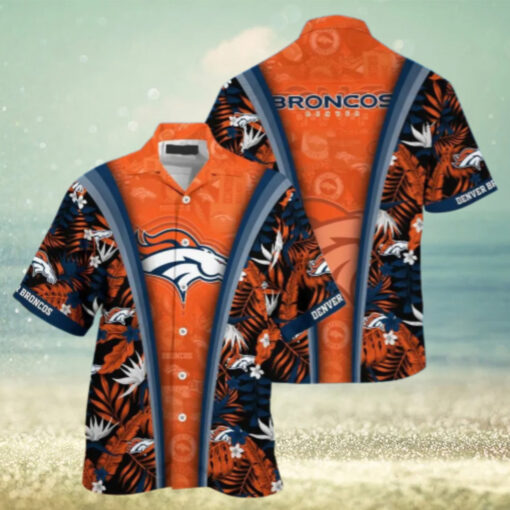 Denver Broncos Tropical Stripe Hawaiian Shirt