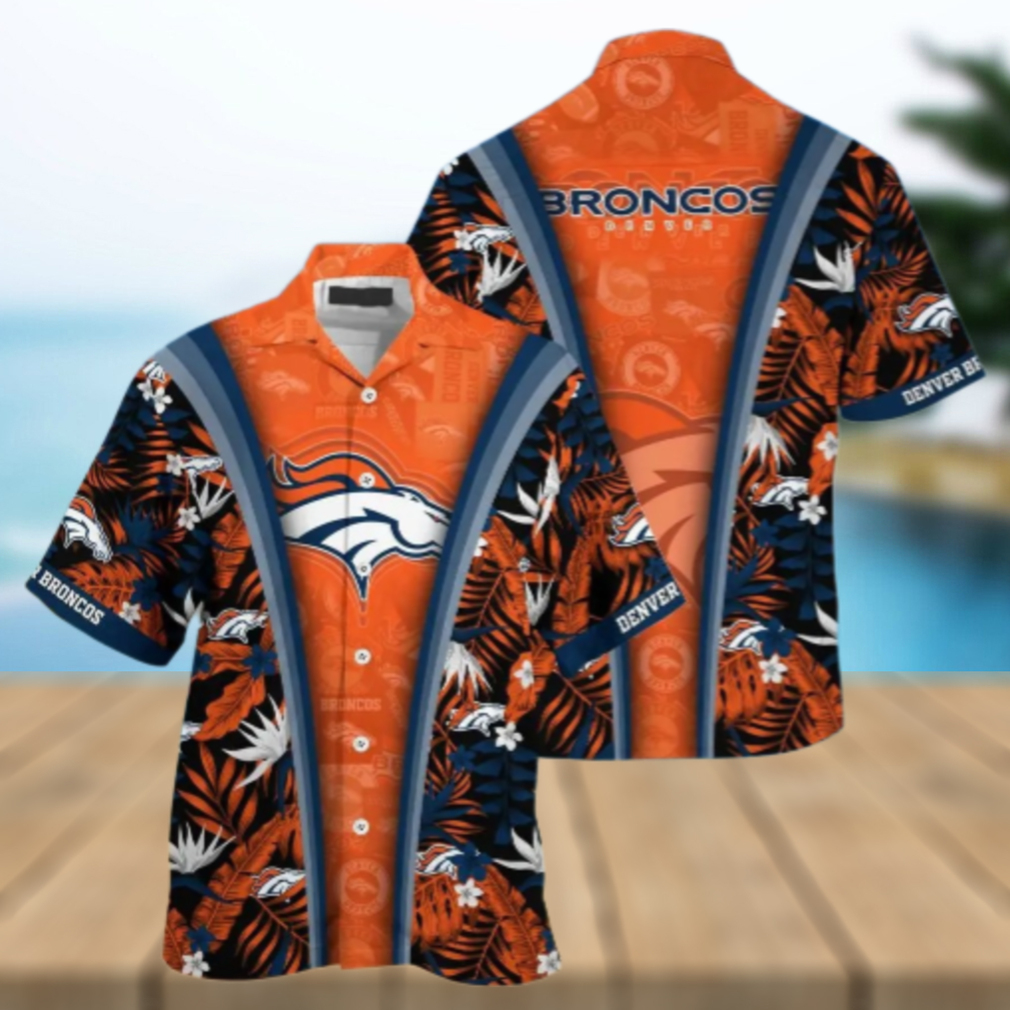 Denver Broncos Tropical Stripe Hawaiian Shirt Denver Broncos Tropical Stripe Hawaiian Shirt