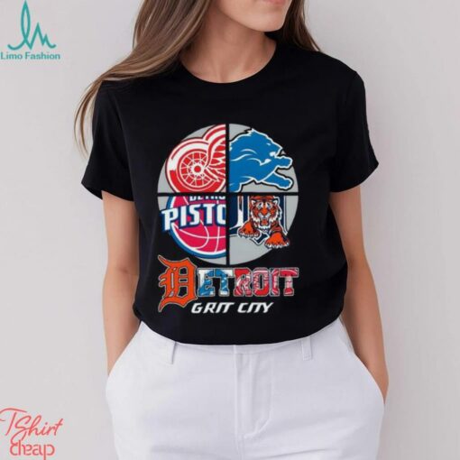 Detroit Grit City Red Wings Lions Tigers And Pistons Shirt