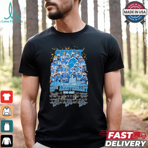 Detroit Lions 95th Anniversary 1930 2025 Signatures T shirt