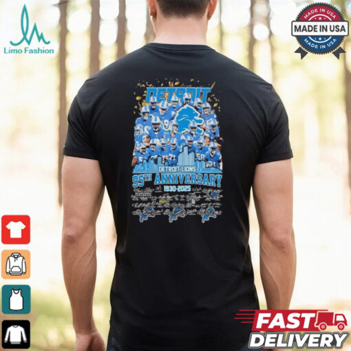 Detroit Lions 95th Anniversary 1930 2025 Signatures T shirt