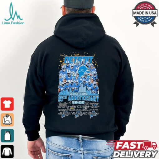Detroit Lions 95th Anniversary 1930 2025 Signatures T shirt