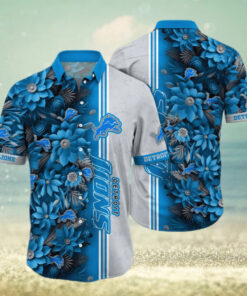 Detroit Lions Floral Divide Hawaiian Shirt