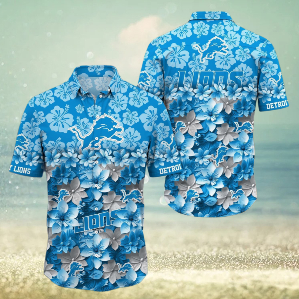 Detroit Lions Floral Fan Frenzy Hawaiian Shirt Detroit Lions Floral Fan Frenzy Hawaiian Shirt