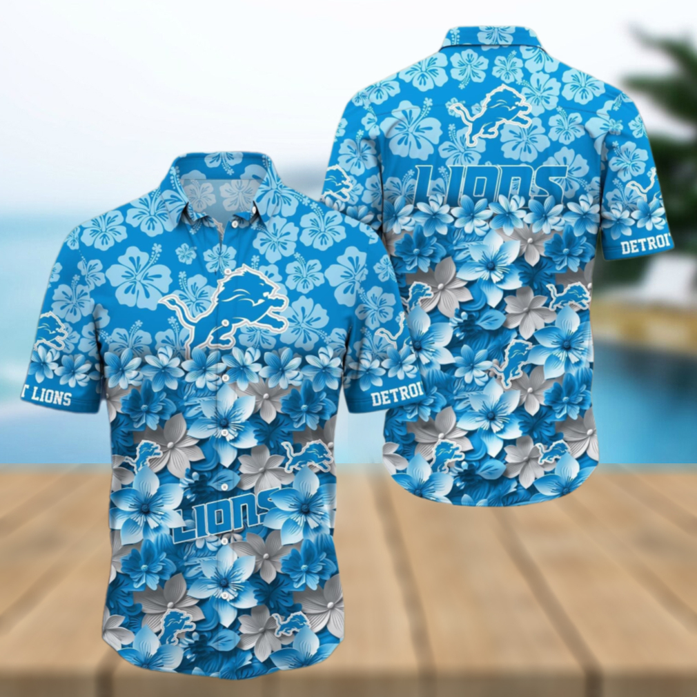 Detroit Lions Floral Fan Frenzy Hawaiian Shirt Detroit Lions Floral Fan Frenzy Hawaiian Shirt