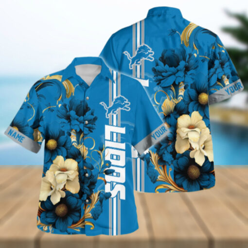 Detroit Lions Floral Fusion Hawaiian Shirt