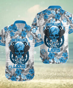 Detroit Lions Metallic Skull Aloha Shirt