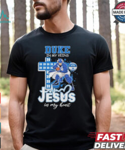 Duke Blue Devils In My Veins Jesus In My Heart Cross Mascot Shirt