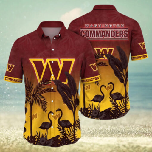 Flamingo And Flower Washington Commanders Hawaii Shirt Funny Aloha Shirt