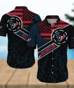 Houston Texans US Flag Customizable Hawaiian Shirt