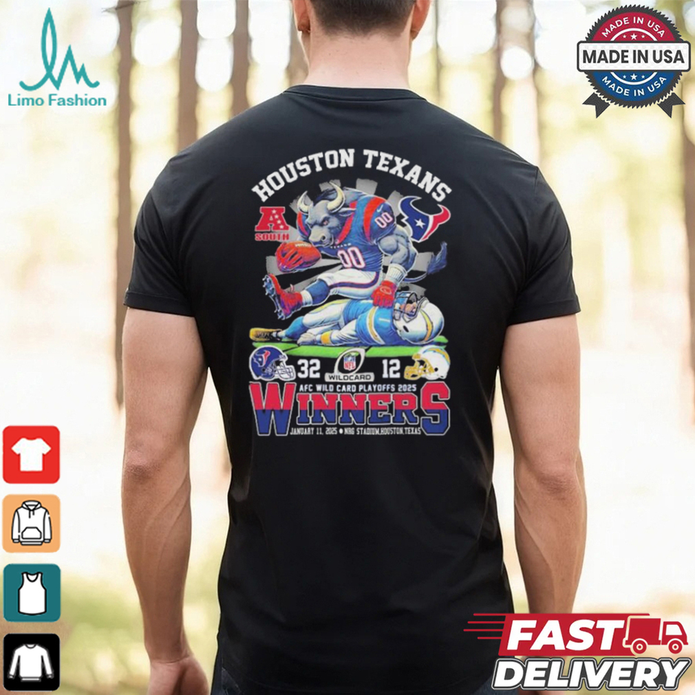 Houston Texans Vs Los Angeles Rams Winners AFC Wild Card Playoffs 2025 NFL Mascot T shirt Houston Texans Vs Los Angeles Rams Winners AFC Wild Card Playoffs 2025 NFL Mascot T shirt