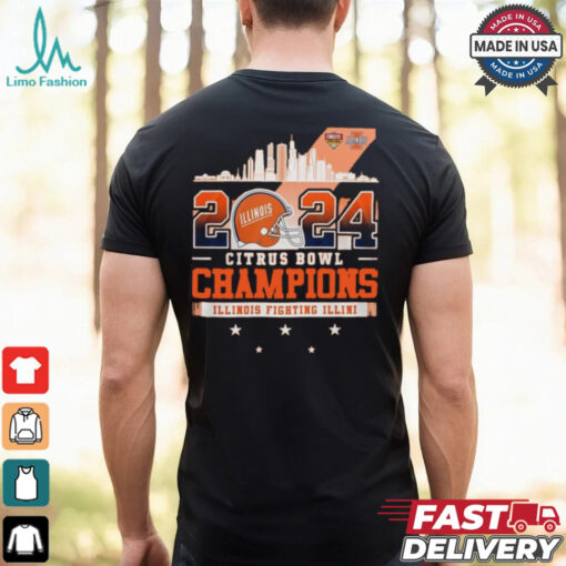 Illinois Fighting Illini 2024 Citrus Bowl Champions Helmet City Skyline NCAA Division Shirt