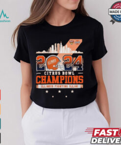 Illinois Fighting Illini 2024 Citrus Bowl Champions Helmet City Skyline NCAA Division Shirt