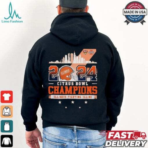 Illinois Fighting Illini 2024 Citrus Bowl Champions Helmet City Skyline NCAA Division Shirt