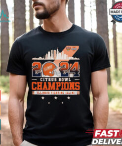 Illinois Fighting Illini 2024 Citrus Bowl Champions Helmet City Skyline NCAA Division Shirt