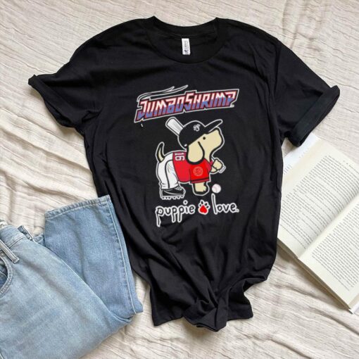 Jumbo Shrimp Puppie Love Baseball shirt