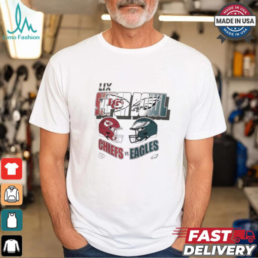Kansas City Chiefs Vs Philadelphia Eagles NFL 2024 Super Bowl LIX Matchup Helmet t shirt