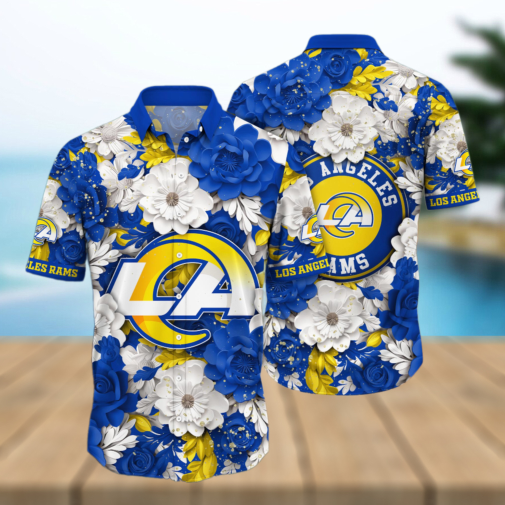 Los Angeles Rams Floral Elegance Hawaiian Shirt Los Angeles Rams Floral Elegance Hawaiian Shirt