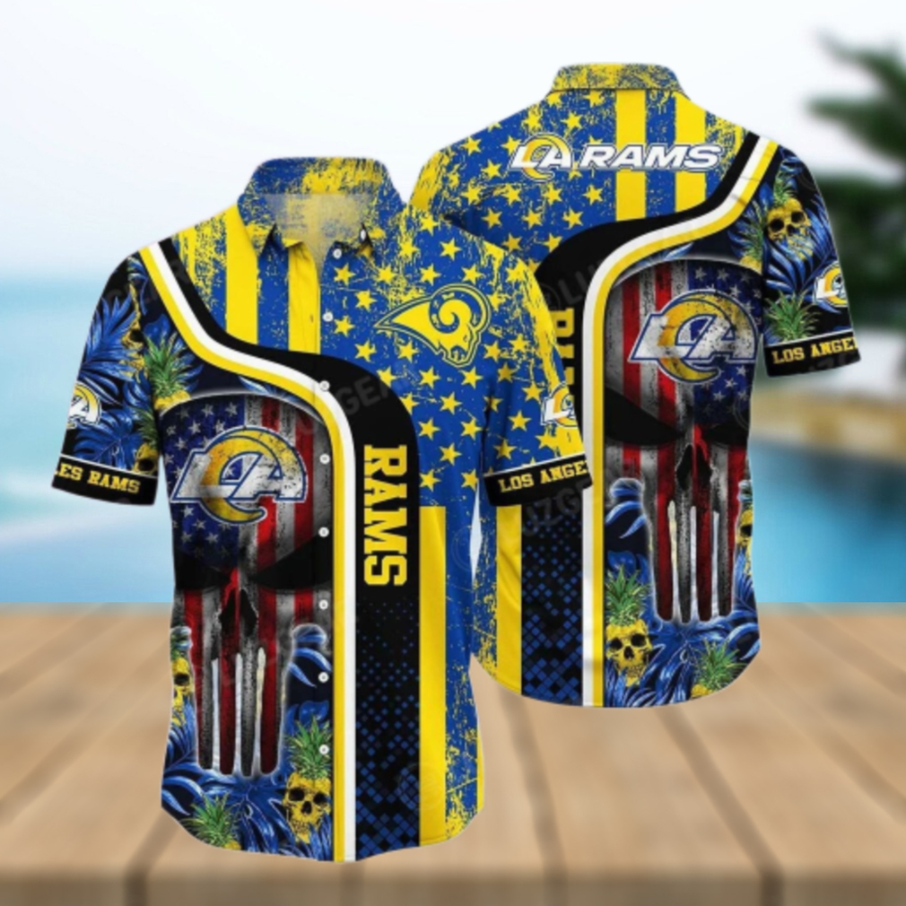 Los Angeles Rams Patriotic Tropical Hawaiian Shirt Los Angeles Rams Patriotic Tropical Hawaiian Shirt