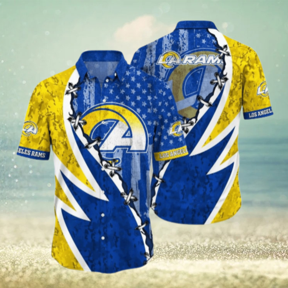 Los Angeles Rams Starry Lace Up Hawaiian Shirt Los Angeles Rams Starry Lace Up Hawaiian Shirt