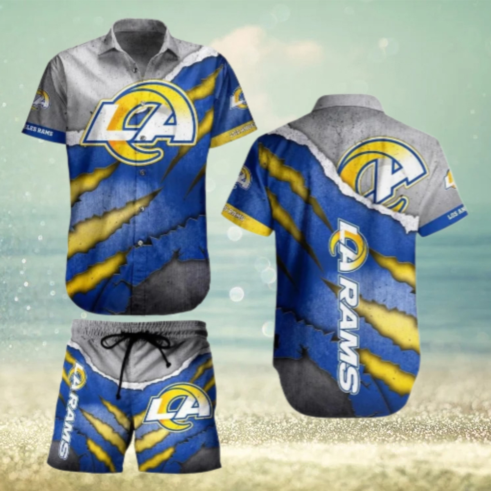 Los Angeles Rams Torn Stripe Hawaiian Shirt Los Angeles Rams Torn Stripe Hawaiian Shirt