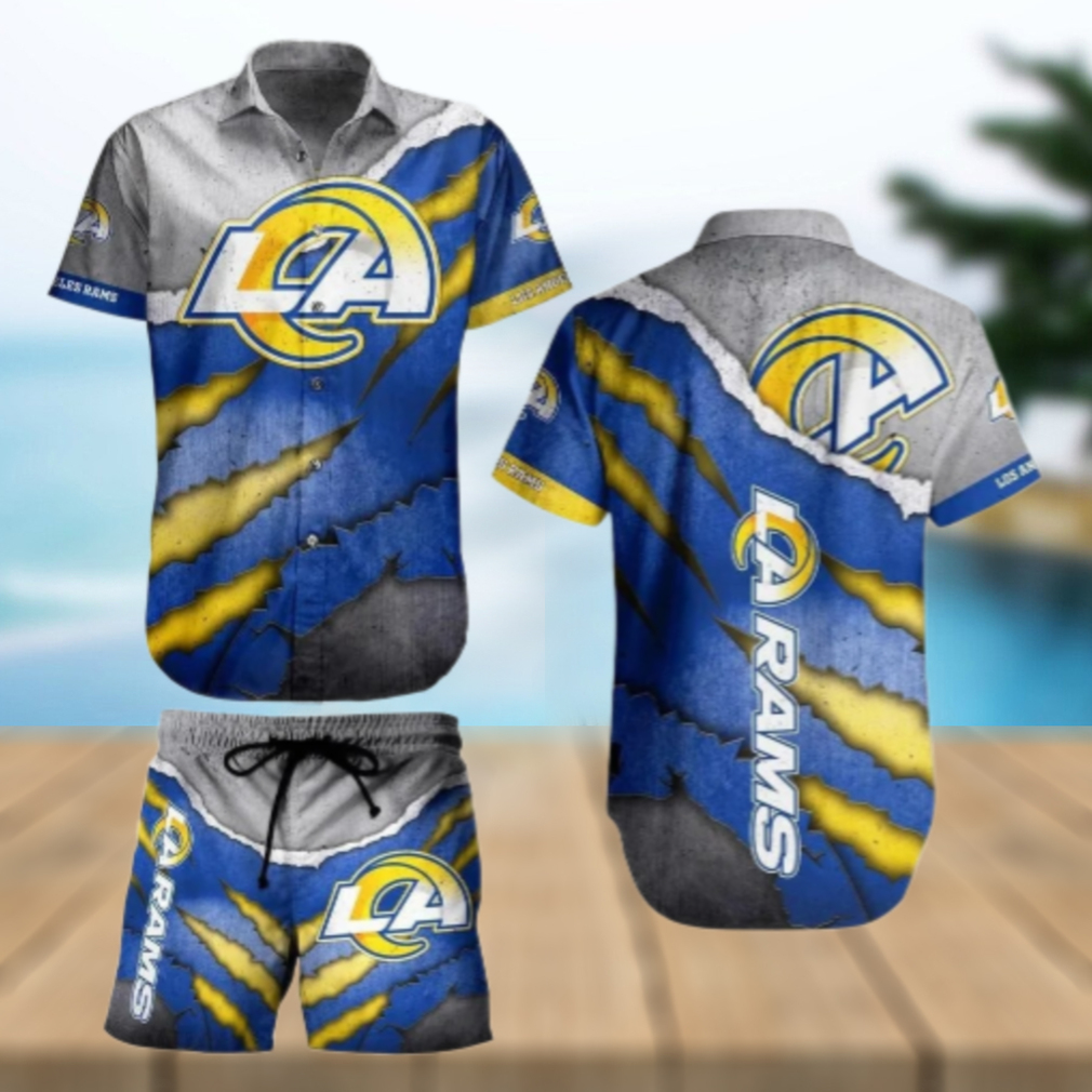 Los Angeles Rams Torn Stripe Hawaiian Shirt Los Angeles Rams Torn Stripe Hawaiian Shirt