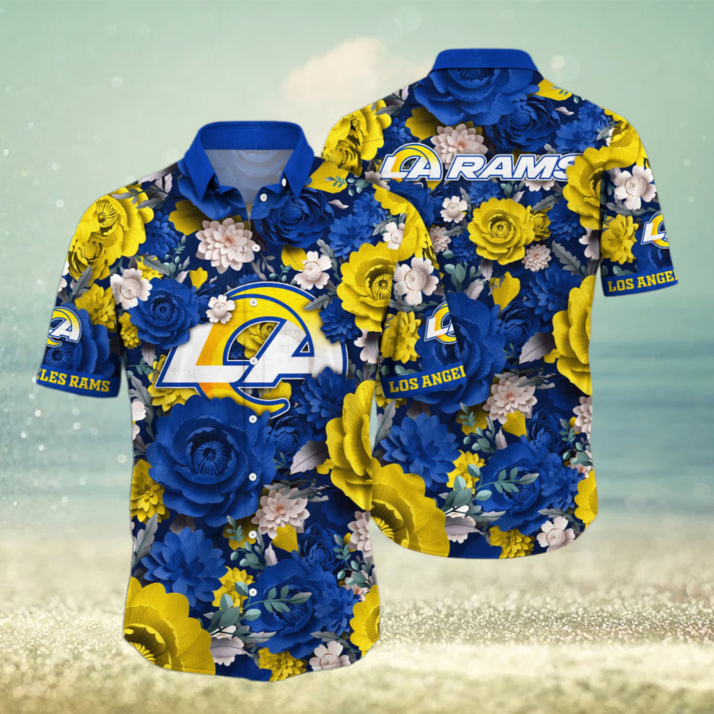 Los Angeles Rams Vibrant Floral Hawaiian Shirt Los Angeles Rams Vibrant Floral Hawaiian Shirt