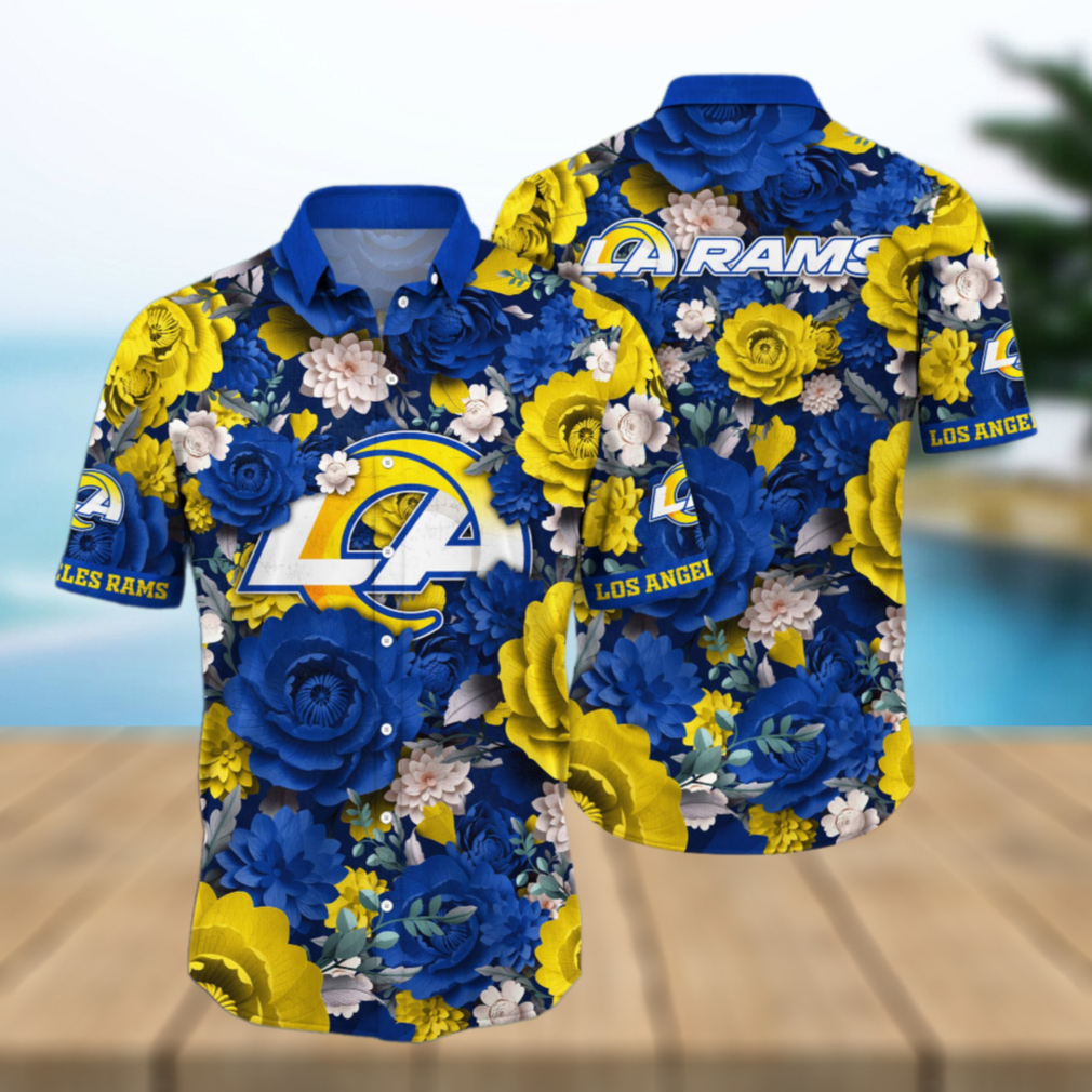 Los Angeles Rams Vibrant Floral Hawaiian Shirt Los Angeles Rams Vibrant Floral Hawaiian Shirt