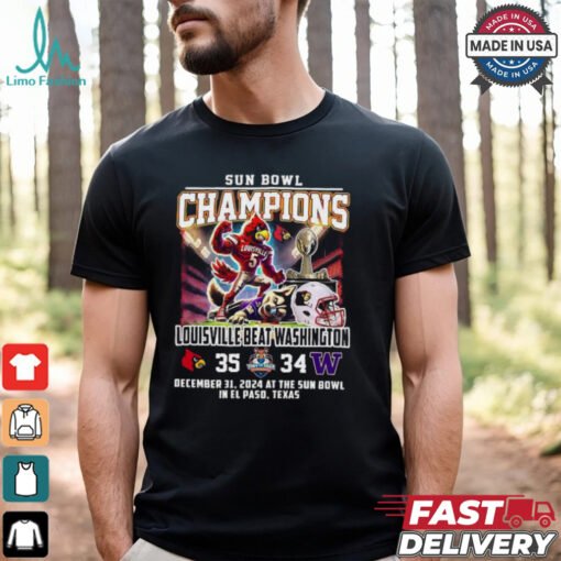 Louisville Cardinals Beat Washington Huskies Football Sun Bowl Champions 2025 Mascot T shirt