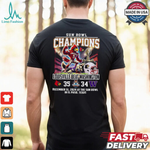 Louisville Cardinals Beat Washington Huskies Football Sun Bowl Champions 2025 Mascot T shirt