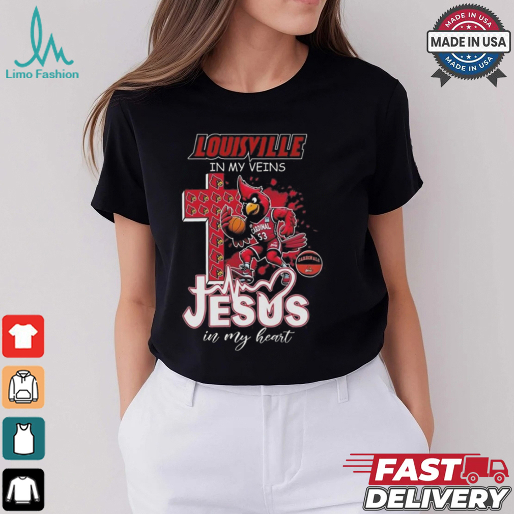 Louisville In My Veins Jesus Jesus In My Heart Mascot Shirt Louisville In My Veins Jesus Jesus In My Heart Mascot Shirt