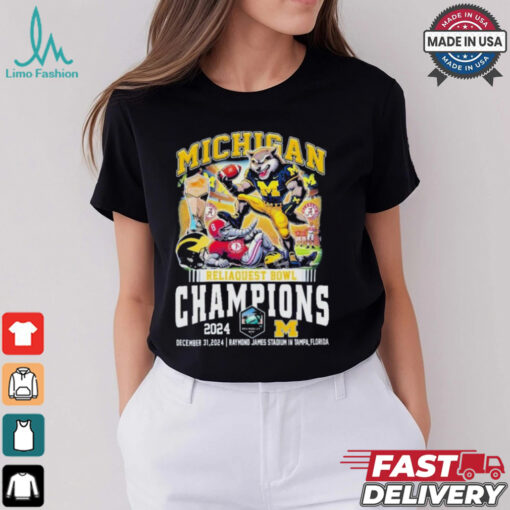 Michigan Wolverines Alabama Crimson Tide Football Reliaquest Bowl Champions 2025 Mascot T Shirt