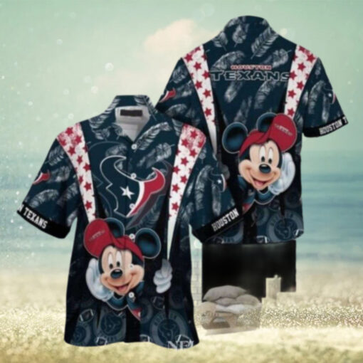 Mickey Mouse Cheerful Cartoon Character Houston Texans Hawaiian Shirt