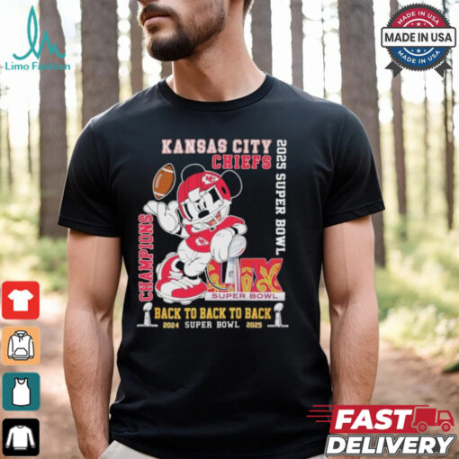 Mickey Mouse Kansas City Chiefs Super Bowl LIX Champions 2024 2025 Back To Back To Back T shirt