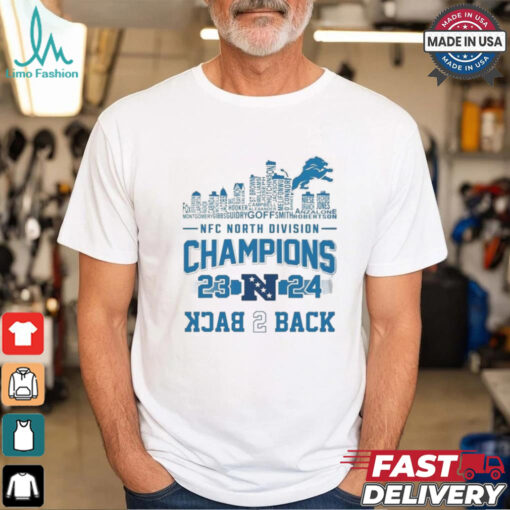 NFC North Division Champions 23 24 Back To Back Detroit Lions Skyline Names Shirt