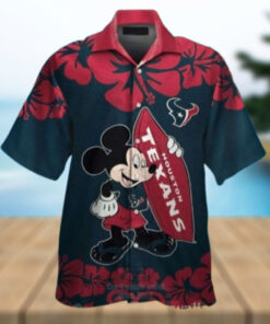 NFL Mickey – Houston Texans Mickey Crimson Sunset Hawaiian Shirt