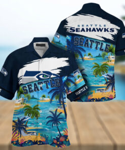 NFL Seattle Seahawks Palm Tree Hot Summer Hawaiian Shirt Gifts Sport Fans