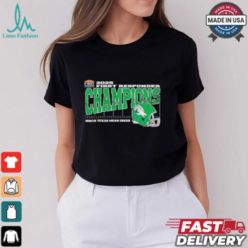 North Texas Mean Green 2025 Servpro First Responder Bowl Champions Vintage Style With Helmet College Football Bowl Game Shirt