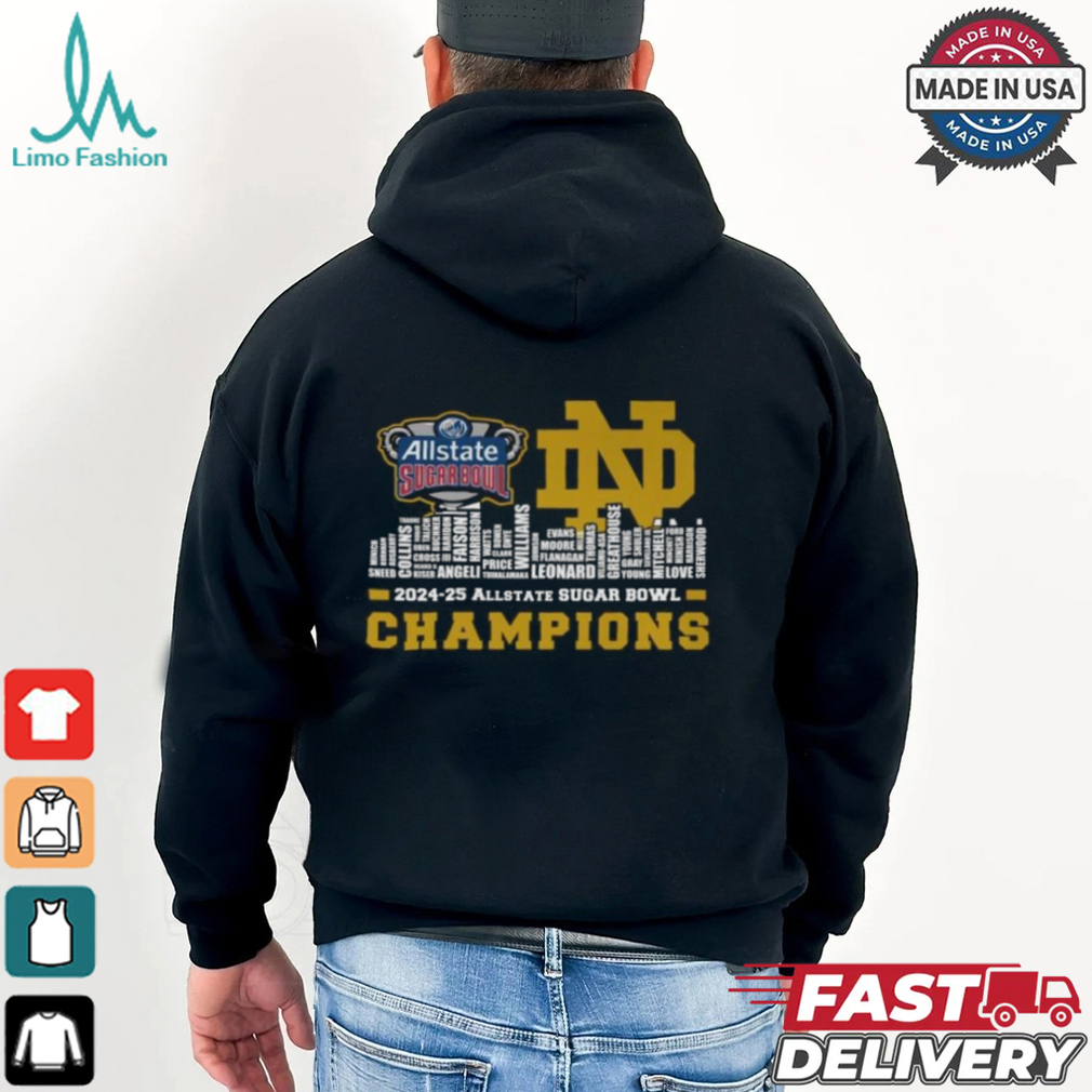 Notre Dame Fighting Irish 2024 25 Sugar Bowl Champions Celebrating T Shirt Notre Dame Fighting Irish 2024 25 Sugar Bowl Champions Celebrating T Shirt